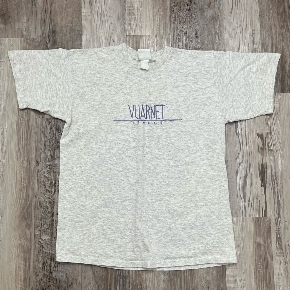 Vintage 80s 90s Vuarnet France Single Stitch T Shirt Size Large Light Gray